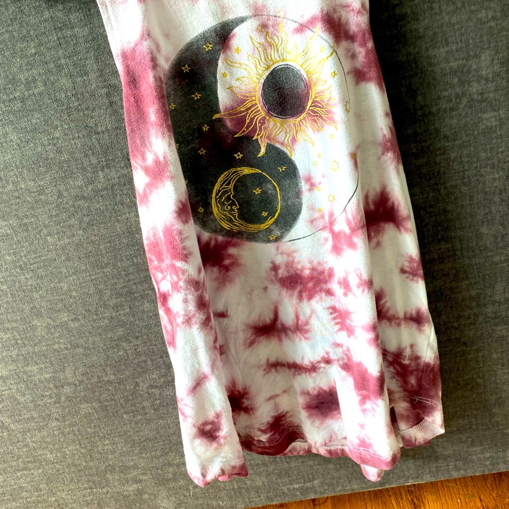 Tie dye muscle tank top for girl yin n yang sign printed on front